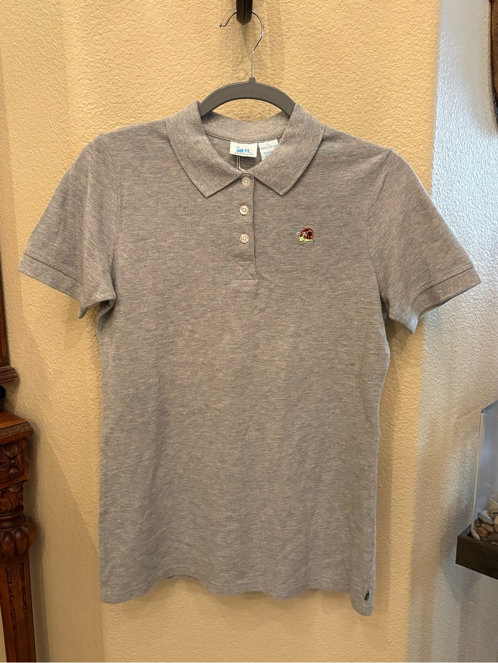 NWT~PAUL FRANK Kids Teens Gray Polo Y2K Shirt W/ Snail Embroidery Size Large